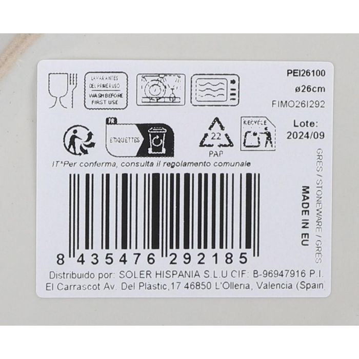 La Mediterranea Plato Llano Peixe Ø26 cm Brillo (6 Unidades) 1