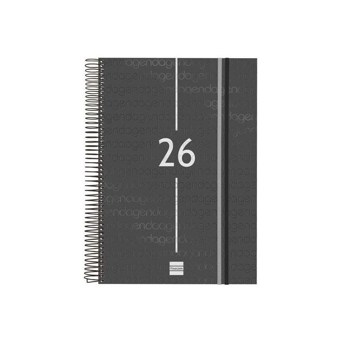 Finocam Agenda Espiral E40-210x297 mm Tapa Polipropileno Negro 2026