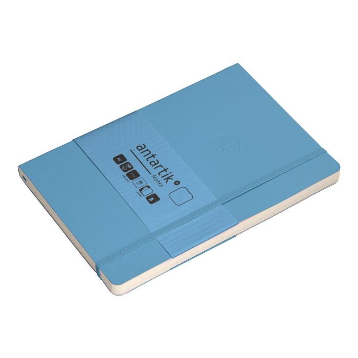 Cuaderno Con Gomilla Antartik Notes Tapa Blanda A5 Hojas Lisas Azul Claro 80 Hojas 80 gr Fsc 5