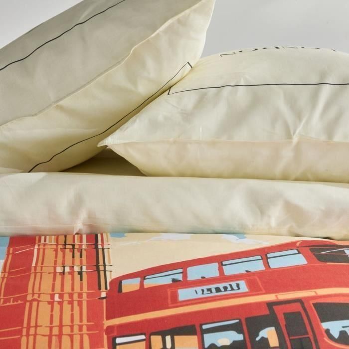 Today TOD3574641268510 Juego de cama Java 2 personas Algodón Estampado Londres 240x220 cm Blanco roto 3