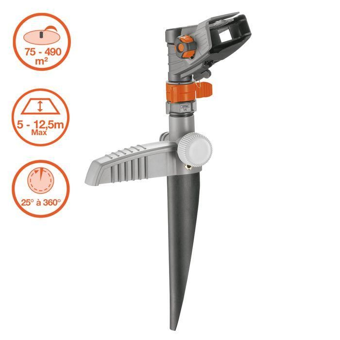 Gardena Aspersor de Impacto Sectorial Comfort, Alcance 5-12.5m, Cobertura 75-490m²
