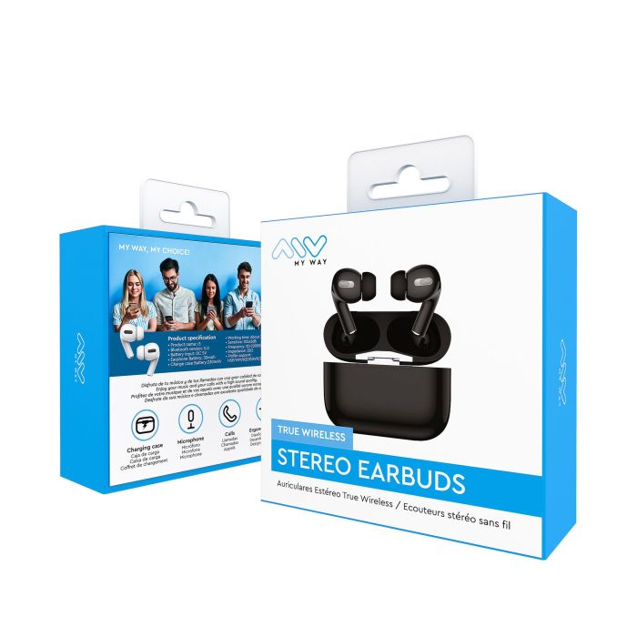 Auriculares Bluetooth Myway Wireless Pro MWHPH0029 con estuche de carga/ Autonomía 4h/ Negros 8 Auriculares Bluetooth Myway Wireless Pro MWHPH0029 con estuche de carga/ Autonomía 4h/ Negros 8