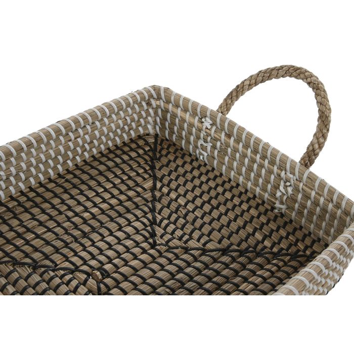 DKD Home Decor Bandeja Decoracion Set de 2, Marron Claro Natural, Seagrass/Pu, 32 x 16 x 41 cm 1