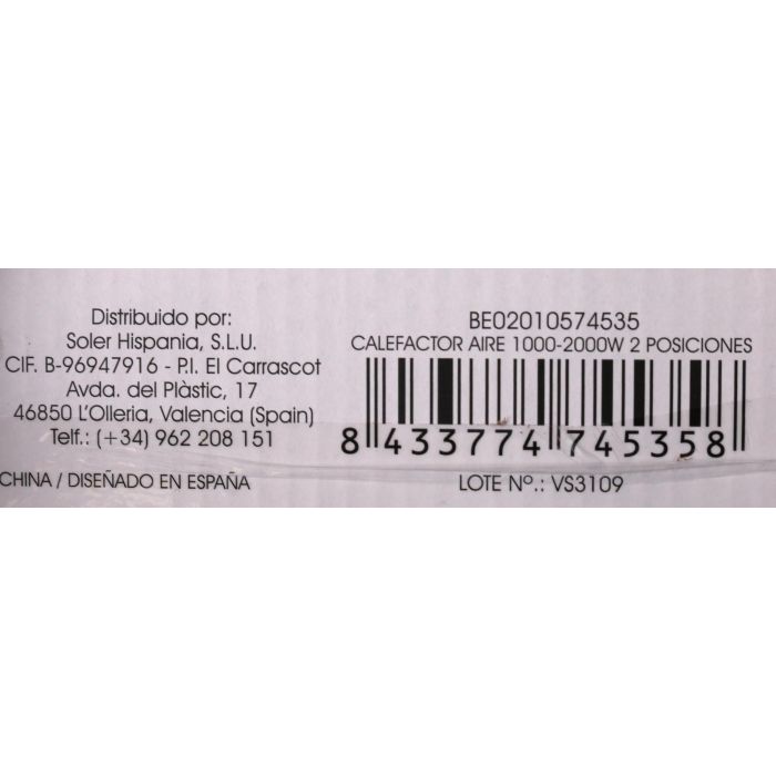 Calefactor de Aire Basic Home 1000-2000W 2 Posiciones (4 Unidades) 8 Calefactor de Aire Basic Home 1000-2000W 2 Posiciones (4 Unidades) 8