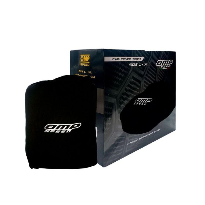Omp Speed OMPS18040913 Funda Cubre Coche Interior Elástica Lana 110g Talla L-XL 505x165x120 cm Protección Polvo Arañazos Negra 7