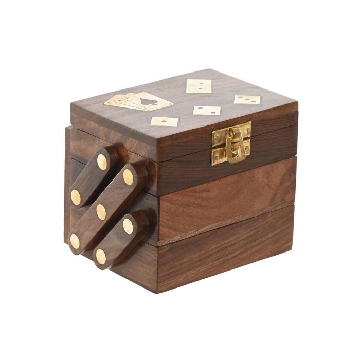 Juego Colonial DKD Home Decor Marron Dorado 10 x 10 x 13 cm Set de 4 2