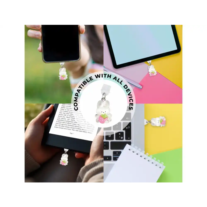 Wondee Charm Funny Type-C White Rabbit - Protector de Puerto Decorativo para Móvil, Accesorio para Smartphone, 25x10x20 mm