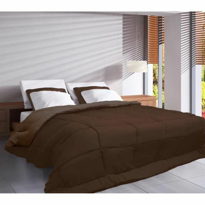 Toison D'Or Edredón CALGARY Microfibra 400g/m² 200x200cm Choco & Moka Relleno Fibra Hueca Poliéster OEKO TEX Ignífugo Acolchado Cuadros 1