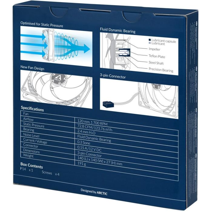 ARCTIC P14 black/black Ventilador de Caja 140mm 6