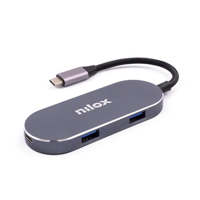 Nilox Dock Station 3 Puertos USB 3.0, 1 USB-C y HDMI - Negro