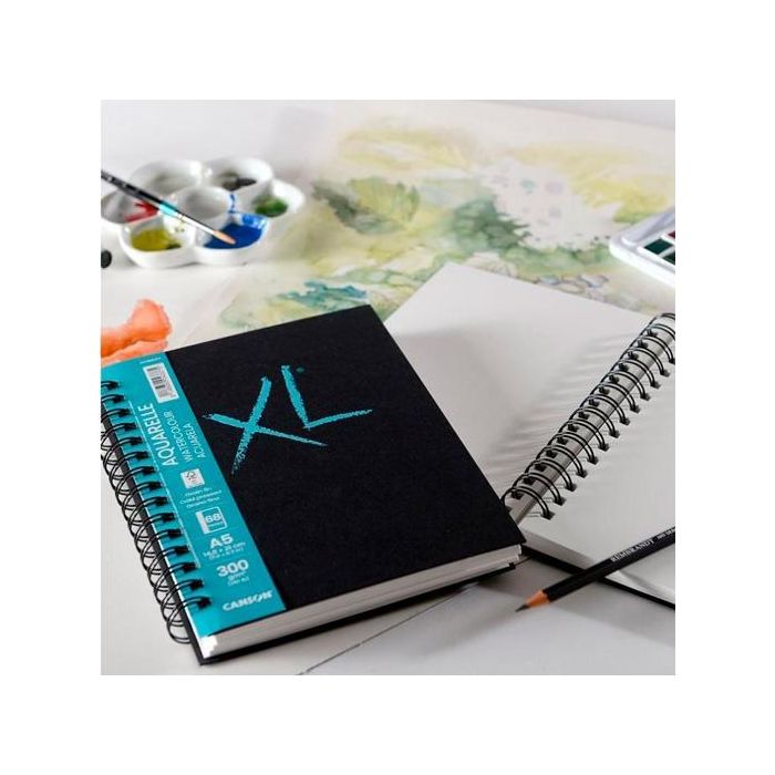 Canson Bloc Dibujo XL Acuarela 34H A5, 300g/m² Grano Fino, para Técnicas Húmedas (5 Unidades) (5 Unidades)