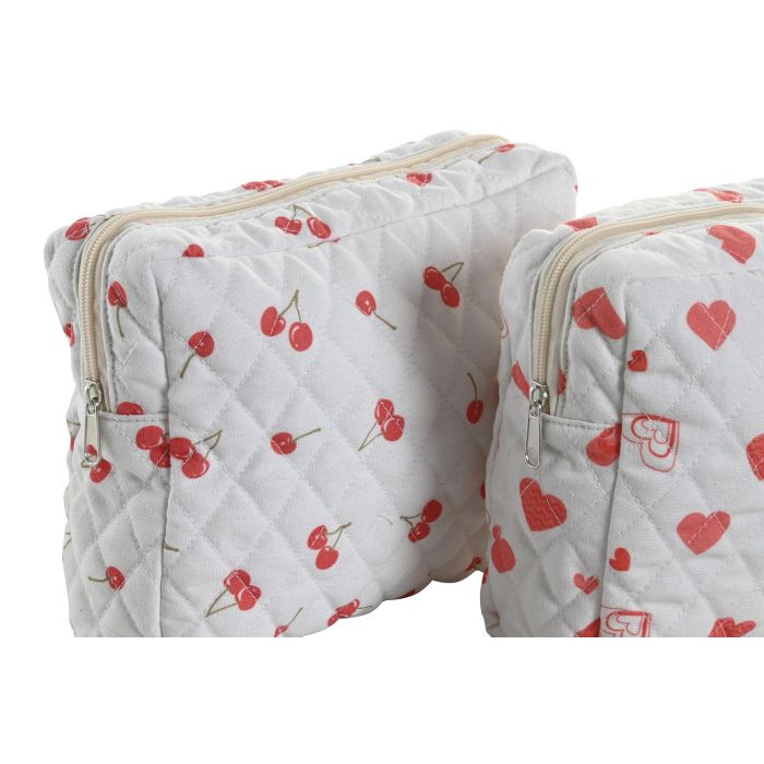 DKD Home Decor Neceser Romantico Blanco Rojo 7 x 19 x 24 cm (4 Unidades) 1
