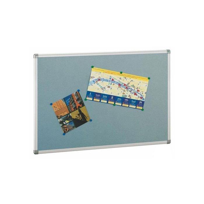 Tablero Corcho Faibo Solido Tapizado Marco Aluminio 90X120 Cm Gris