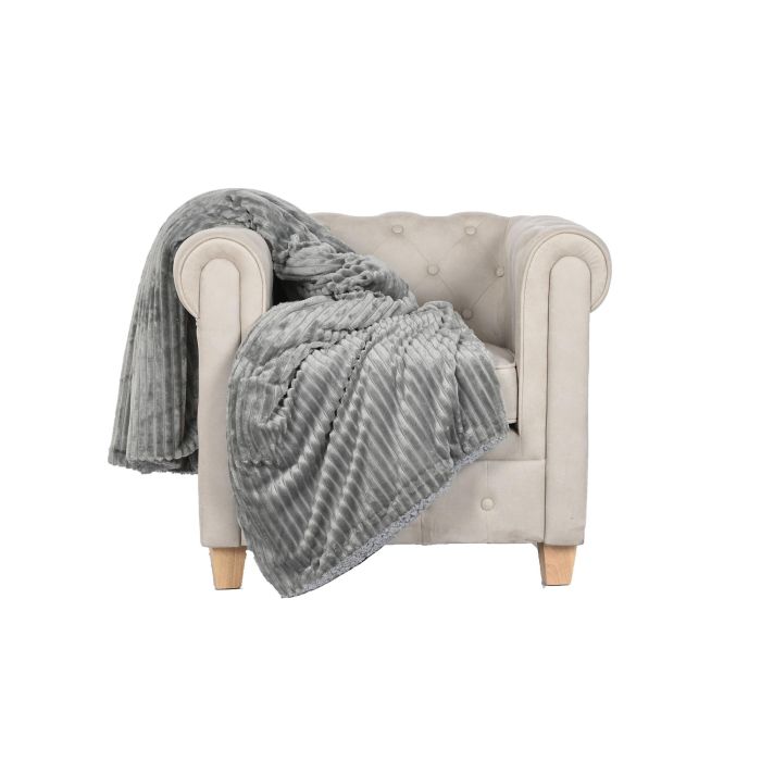 DKD Home Decor Manta Alpino Poliéster Borreguito Gris Oscuro 200x150 cm 260 gsm 4