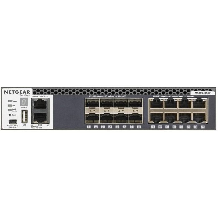 NETGEAR M4300-8X8F Switch Gestionable 16 Puertos (8x 10GBASE-T, 8x SFP+) Para Rack 3