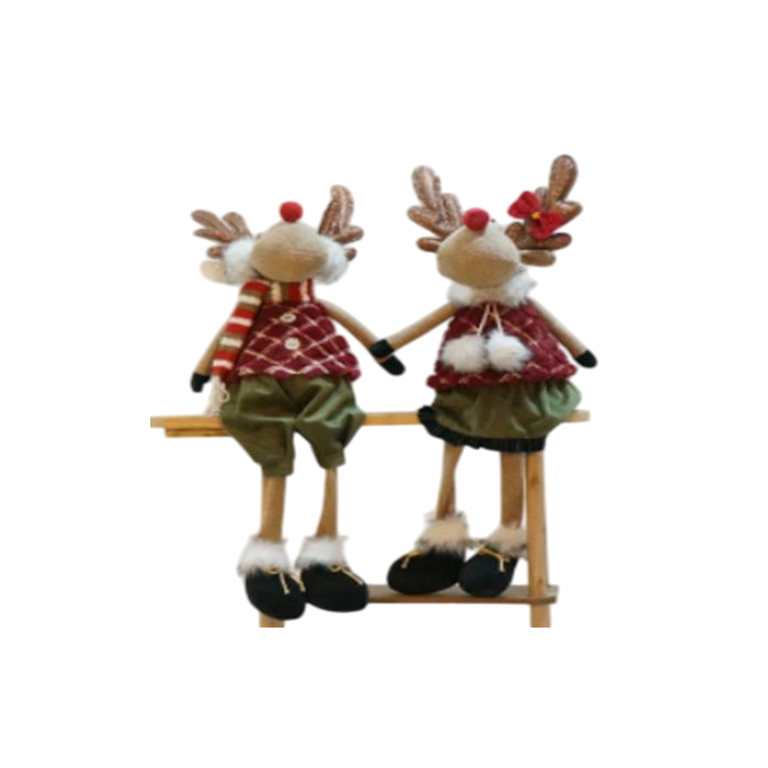 DKD Home Decor Figura Decoración Navideña Reno Alpina Poliéster Verde, Rojo y Marrón 23x13x60 cm (4 Unidades)