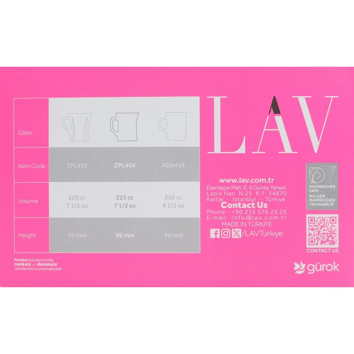 Lav Set 6 Vasos con Asa 225 cc Colección Zen (8 Cajas) 1