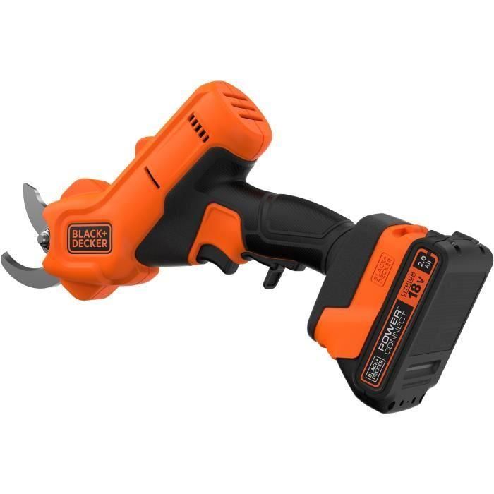 Tijeras de podar BLACK+DECKER - Batería de litio 18V 2Ah - Capacidad de corte 25mm - Gatillo de seguridad 3 Tijeras de podar BLACK+DECKER - Batería de litio 18V 2Ah - Capacidad de corte 25mm - Gatillo de seguridad 3