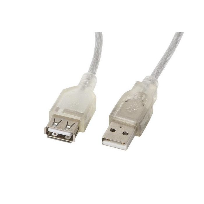 Lanberg Cable Alargador USB 2.0 Macho Hembra 1.8m Transparente con Núcleo de Ferrita y Pines Chapados en Oro Lanberg Cable Alargador USB 2.0 Macho Hembra 1.8m Transparente con Núcleo de Ferrita y Pines Chapados en Oro