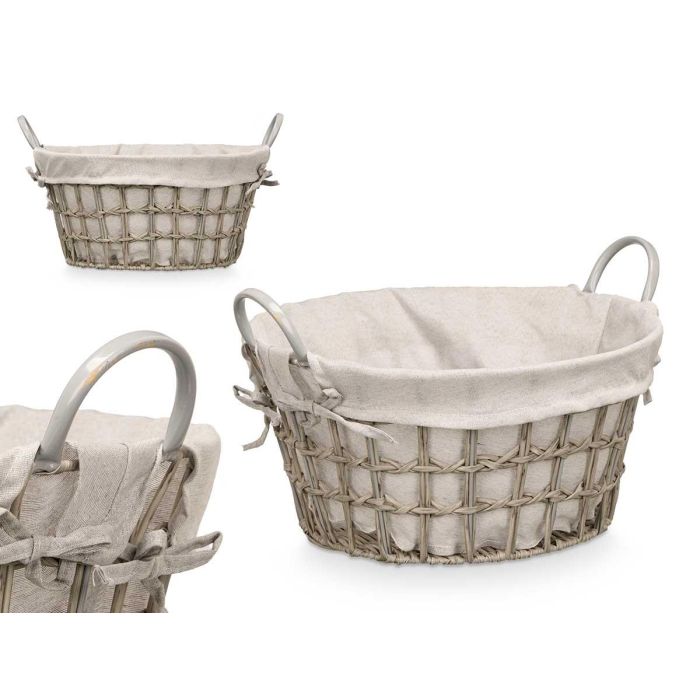 Cesto Redondo con Asas Gris Kipit 45 x 25 x 40 cm (12 Unidades) Cesto Redondo con Asas Gris Kipit 45 x 25 x 40 cm (12 Unidades)
