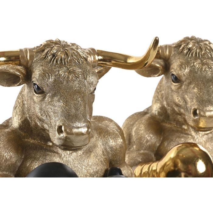 DKD Home Decor Figura Toro Resina Moderno Dorado Negro 24.5x33.5x25.5 cm (2 Unidades) 2