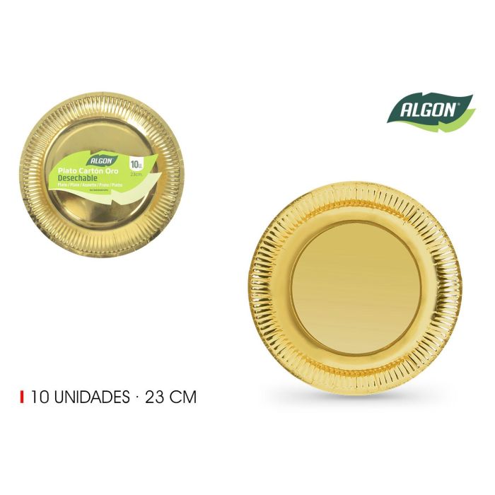 Set de 10 platos de cartón oro rojo 23 cm Algon (18 Unidades) Set de 10 platos de cartón oro rojo 23 cm Algon (18 Unidades)