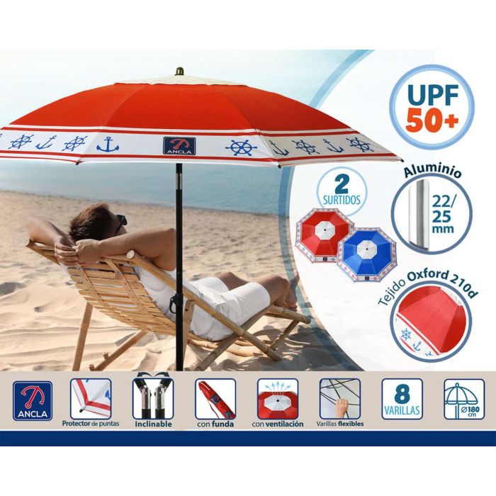 Sombrilla de playa Ø 180 cm SPF50+ Ancla 3
