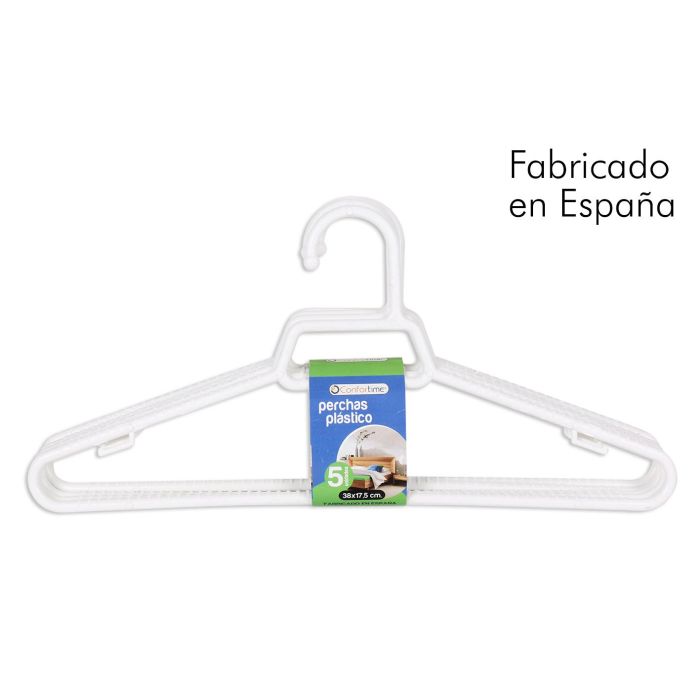 Set de 5 perchas de plástico Leo 38x17.5 cm - Dem (12 Cajas) Set de 5 perchas de plástico Leo 38x17.5 cm - Dem (12 Cajas)