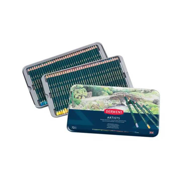 Derwent Lápices de Colores Artists Caja Metálica de 72 Unidades Colores Surtidos 1