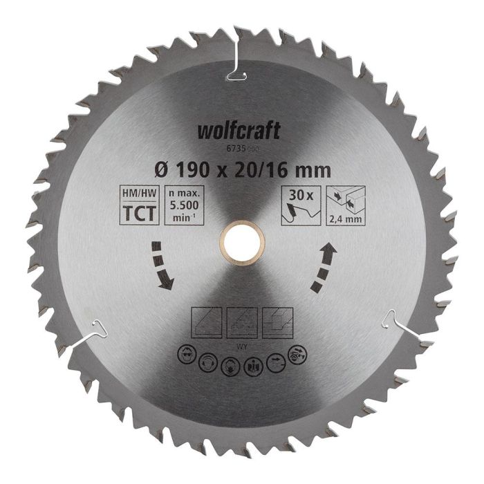 Disco de sierra circular ct, 30 dientes ø190mm 6735000 wolfcraft