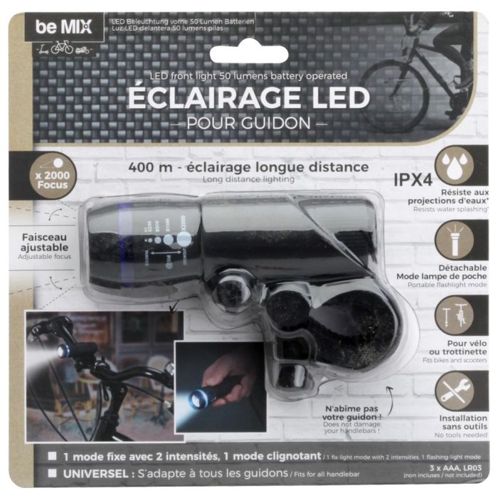 Be Mix Luz Led Delantera para Bici, Patinete y Moto 2000 Lúmenes, Resistente a Salpicaduras, Ajustable 1 Be Mix Luz Led Delantera para Bici, Patinete y Moto 2000 Lúmenes, Resistente a Salpicaduras, Ajustable 1