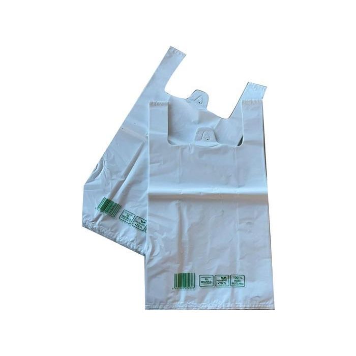 BOLSAS Bolsa De Camiseta 42x53 cm 50 Micras 70% Reciclado Paquete 1 kg (50 UND. APROX)