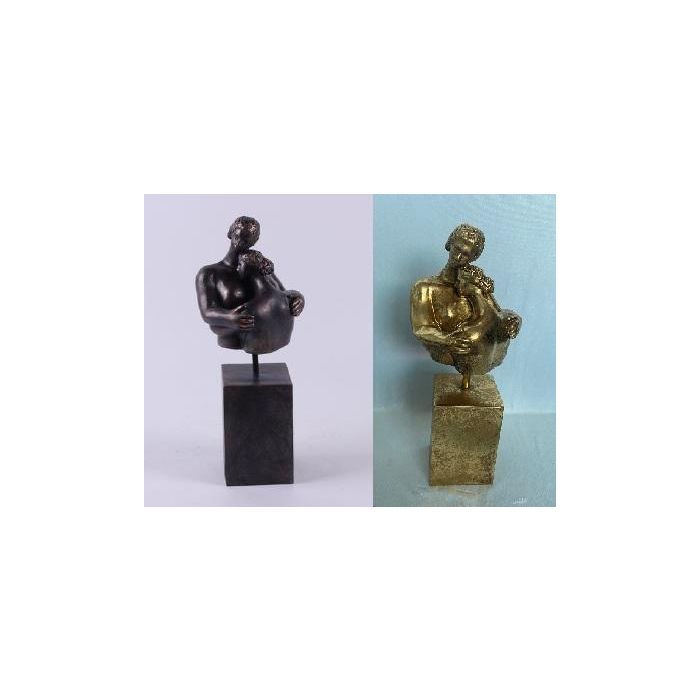DKD Home Decor Figura Moderna Pareja Negra y Dorada de Resina y Metal, 37.5 x 15.5 x 13.5 cm (2 Unidades)