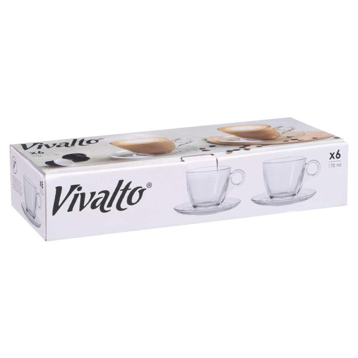 Taza Vidrio Cafe 170Ml Con Plato Vivalto 12x8x12cm (24 Unidades) 2 Taza Vidrio Cafe 170Ml Con Plato Vivalto 12x8x12cm (24 Unidades) 2