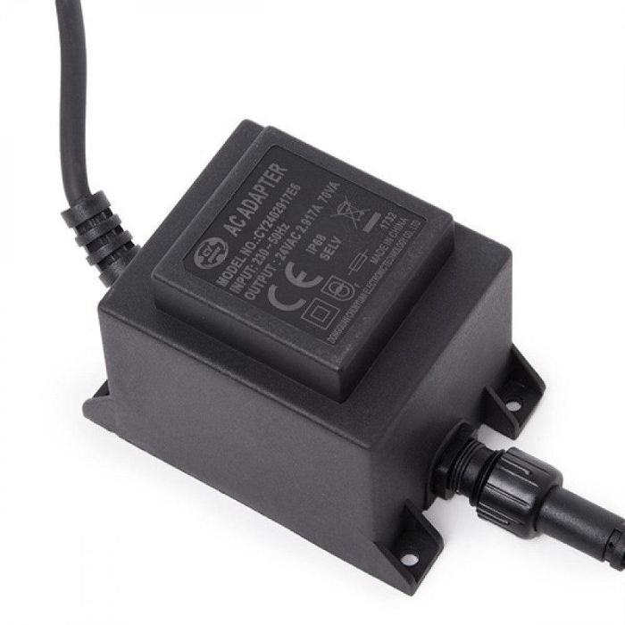Transformador LED 70W 230VAC/24VAC Sumergible IP68 para Focos de Exterior y Piscinas