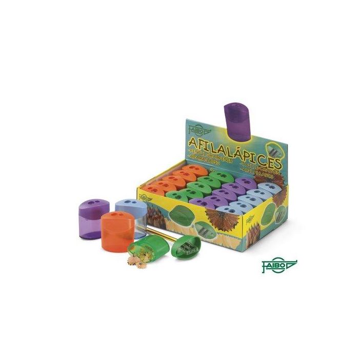 Afilalapiz Faibo Doble Con Deposito Expositor De 20