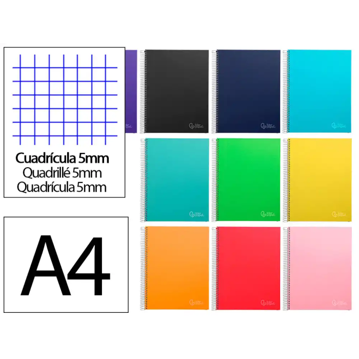 Liderpapel Cuaderno Espiral A4 Micro Jolly Tapa Forrada 140 Hojas 75gr Cuadro 5mm Colores Surtidos 0 Liderpapel Cuaderno Espiral A4 Micro Jolly Tapa Forrada 140 Hojas 75gr Cuadro 5mm Colores Surtidos 0