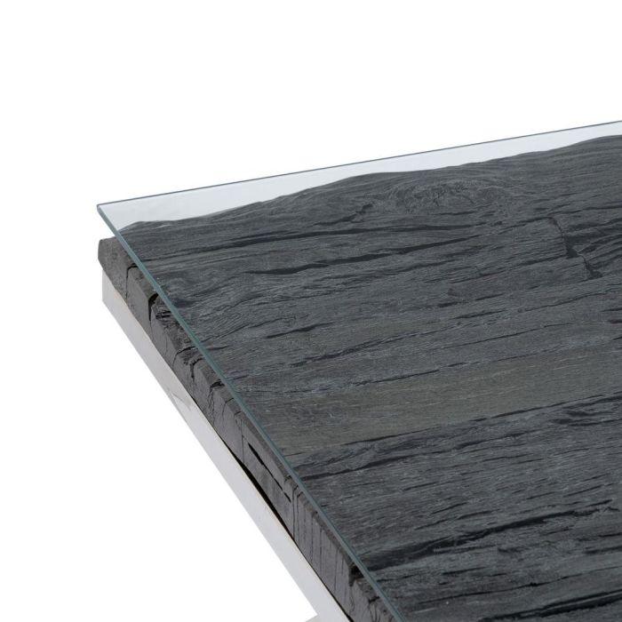 Mesa Centro Negro Madera / Acero Salón 100 X 100 X 48 cm