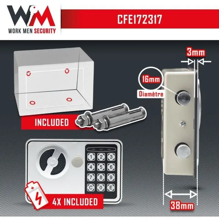 ELEM TECHNIC Caja Fuerte Electrónica de Seguridad 2.9 L 17x23x17 cm 3