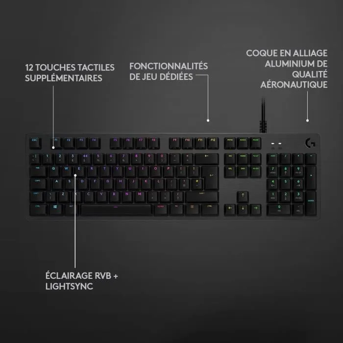 Logitech G Teclado Mecánico Lightsync G512 RGB Carbono 4