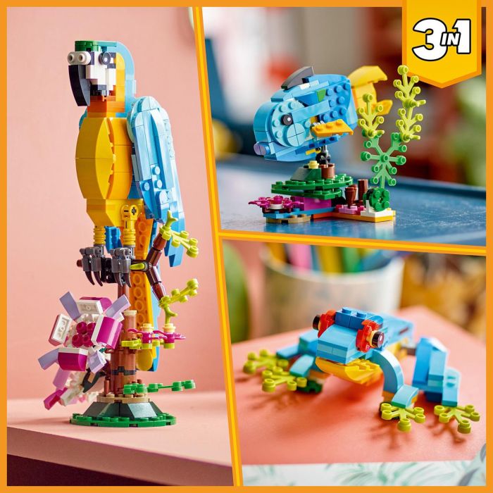 LEGO 31136 Creator 3en1 Loro Exótico - Set de Construcción de Animales de la Selva Transformable en Pez y Rana 3 LEGO 31136 Creator 3en1 Loro Exótico - Set de Construcción de Animales de la Selva Transformable en Pez y Rana 3