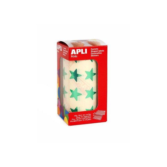Gomets Apli Metalizados Rollo 59H Estrella Grande Verde 1.416 Uds. (12054)