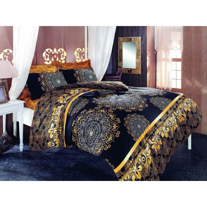 Juego de Cama 220x240 cm con 2 Fundas de Almohada 60x60 cm 100% Algodón Reforzado Negro ASI8681875567564 3