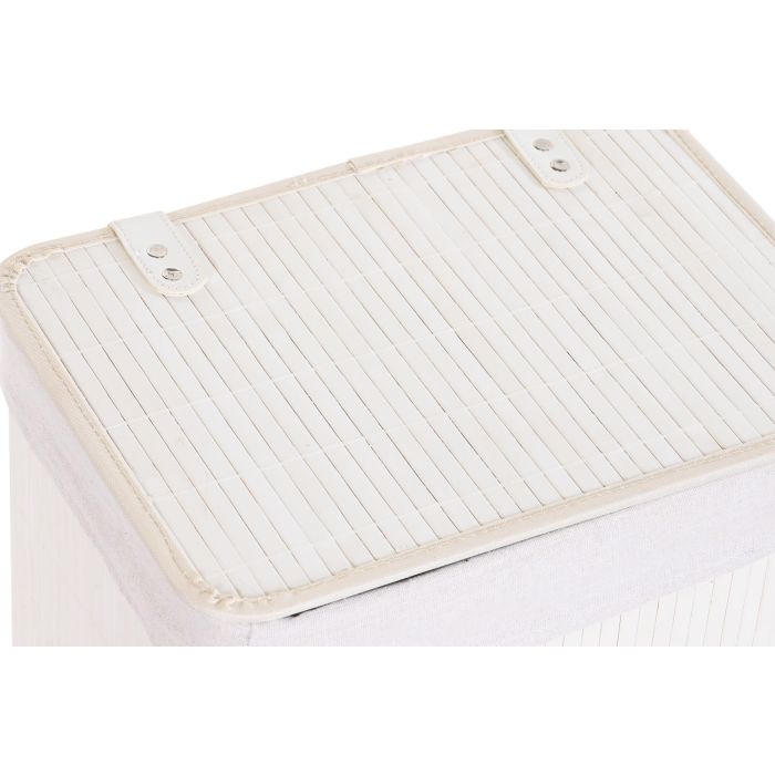 DKD Home Decor Cesto de Ropa Básicos de Bambú y Poliéster para Colada, Blanco, 30x46x40 cm - Set de 6 1