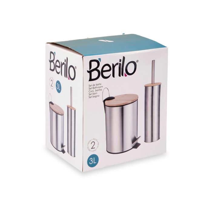 Set Papelera 3L Bambu Y Escobillero Bambu Acero Berilo 25X28CM (6 Unidades) 2 Set Papelera 3L Bambu Y Escobillero Bambu Acero Berilo 25X28CM (6 Unidades) 2