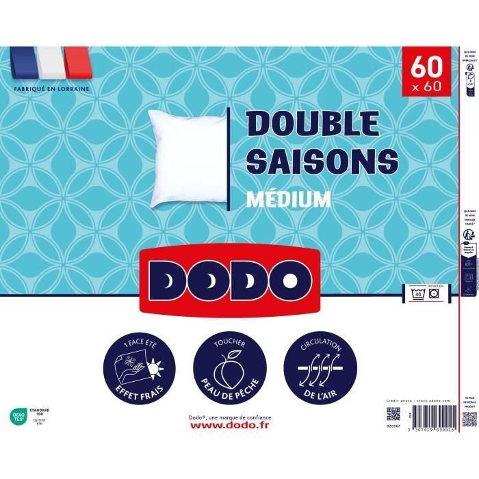 DODO - Almohada doble estación - 60 x 60 cm - 100% Poliéster VOLUPT'AIR - Blanco DODO - Almohada doble estación - 60 x 60 cm - 100% Poliéster VOLUPT'AIR - Blanco