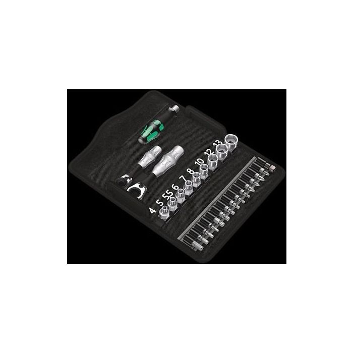 Wera Kraftform Kompakt Zyklop Mini 2 - Juego de Llaves de Tubo con Carraca, Negro/Cromo/Verde, 27 Piezas