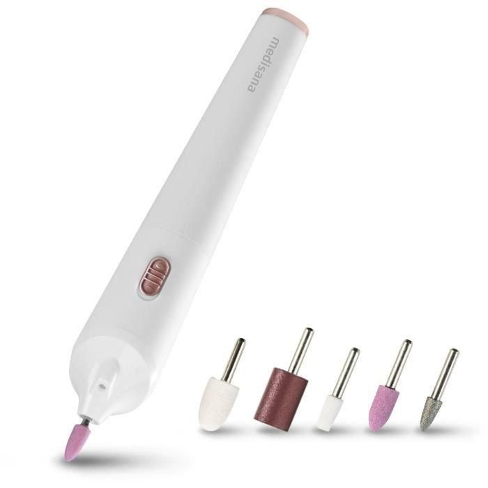 Medisana MP 900 Kit de Manicura y Pedicura Inalámbrico con 5 Accesorios e Iluminación LED de Precisión - Blanco
