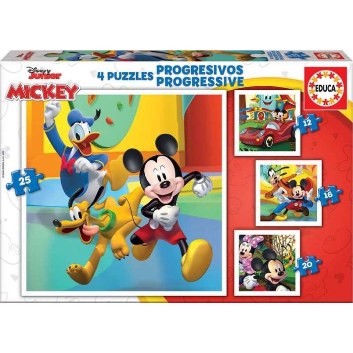 Educa 19294 Puzzles Progresivos Mickey & Friends Disney 4 puzzles 12-16-20-25 piezas +3 años