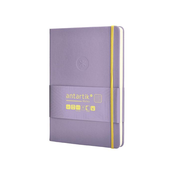 Cuaderno Con Gomilla Antartik Notes Tapa Dura A5 Hojas Cuadricula Morado Y Amarillo 100 Hojas 80 gr Fsc 3